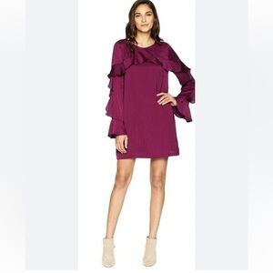 CUPCAKES and cashmere Sz small satin dress midi ruffled